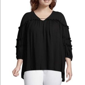 a.n.a. black peasant blouse